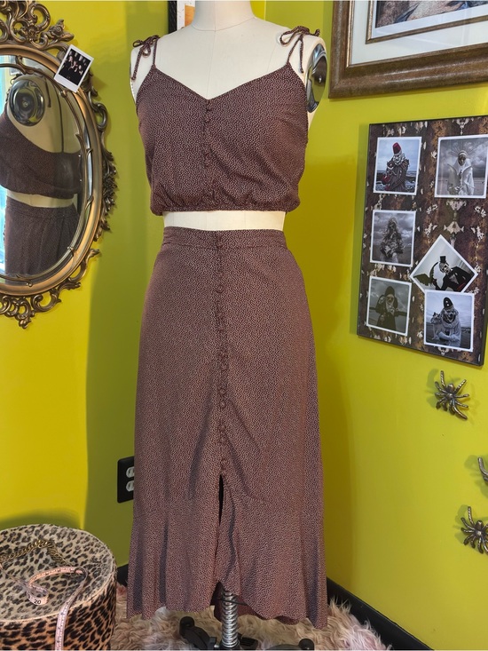 Abercrombie & Fitch Dresses & Skirts - Abercrombie & Fitch Brown Button-Front Midi Skirt Set X Small